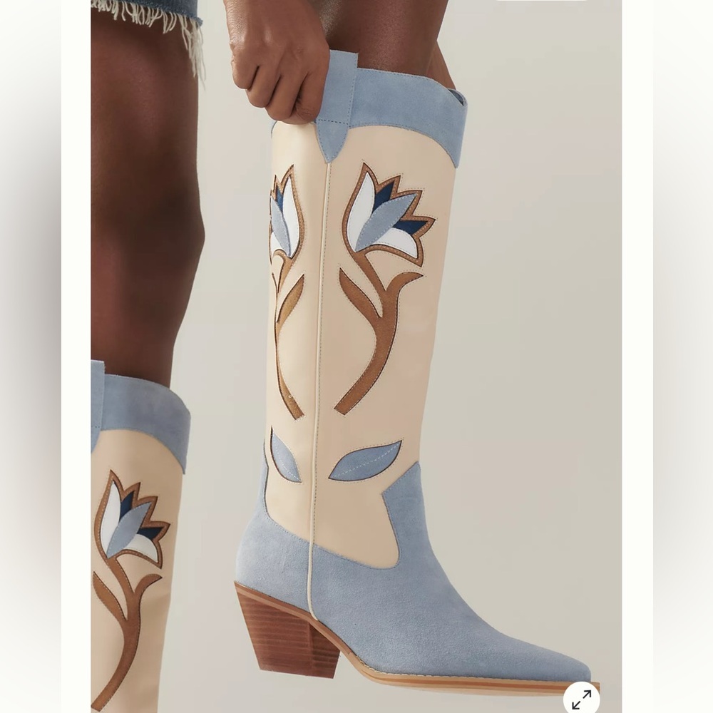 NWT MATISSE X ANTHROPOLOGIE Cool Hand Wester Boot, Blue, size 6 - Picture 4 of 4